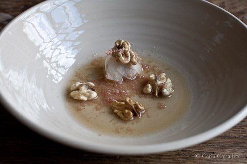 Kobe Desramaults' walnuts with celeriac and aged ham