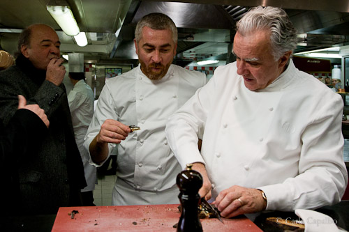 Atala with Alain Ducasse in the kitchen before the meal