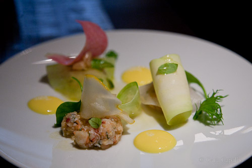 Ledeuil’s lobster and shrimp farce with colourful radishes